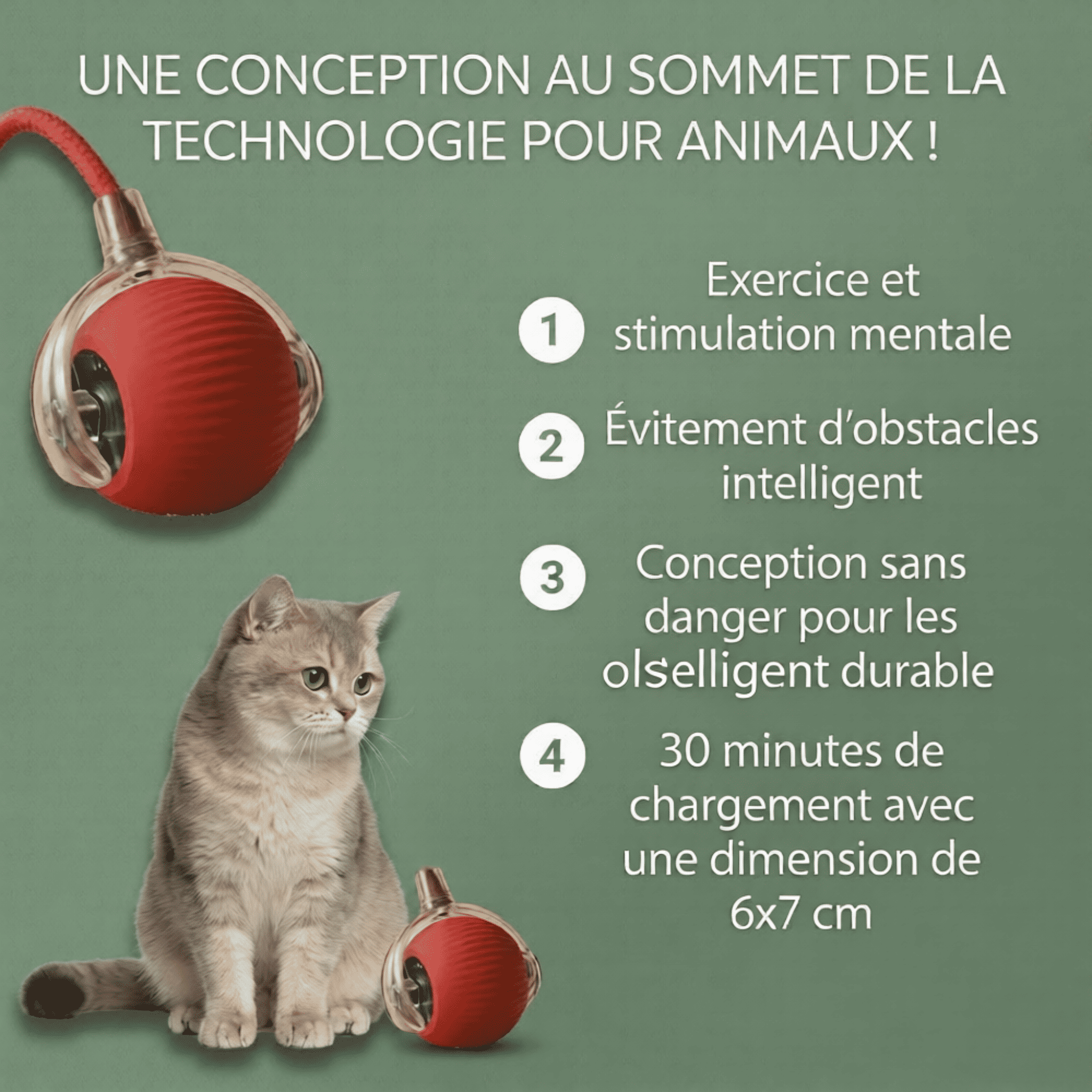 Balle Interactive pour Chat – Anti-Ennui & Automatique