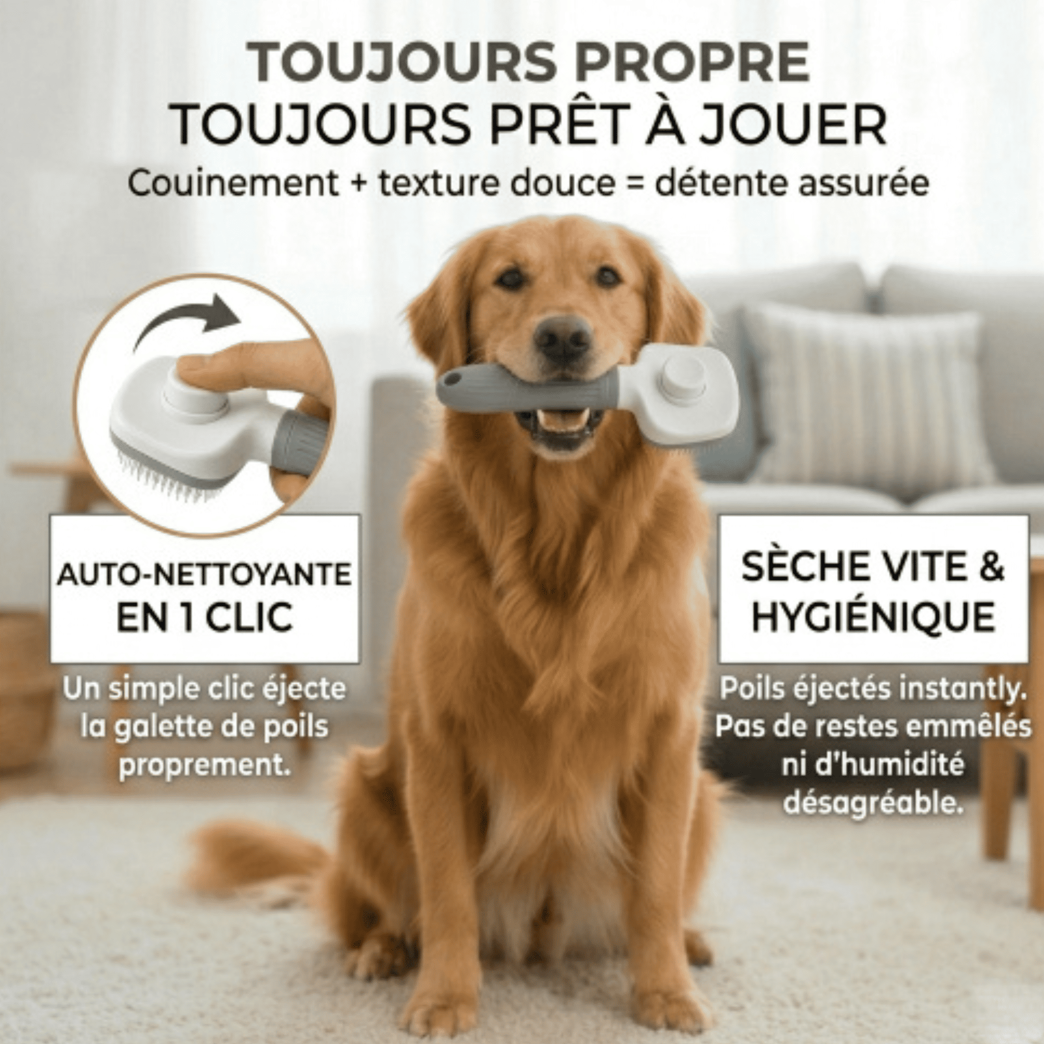 Brosse Carde Auto-Nettoyante pour Chien & Chat