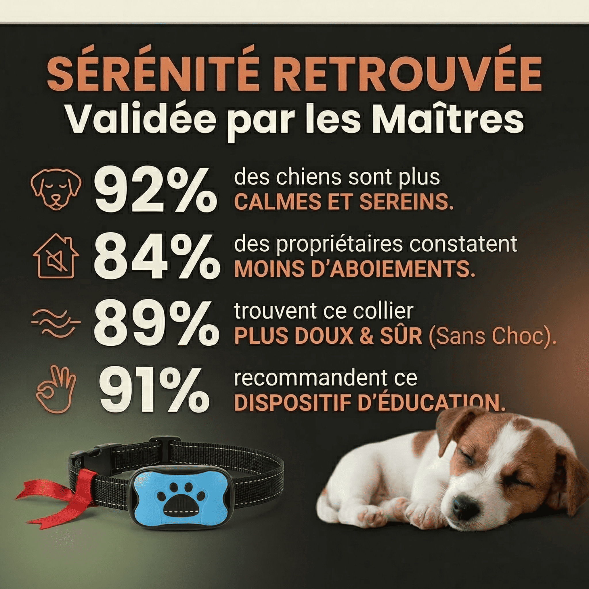 Collier Anti-Aboiement Intelligent - Sans Choc