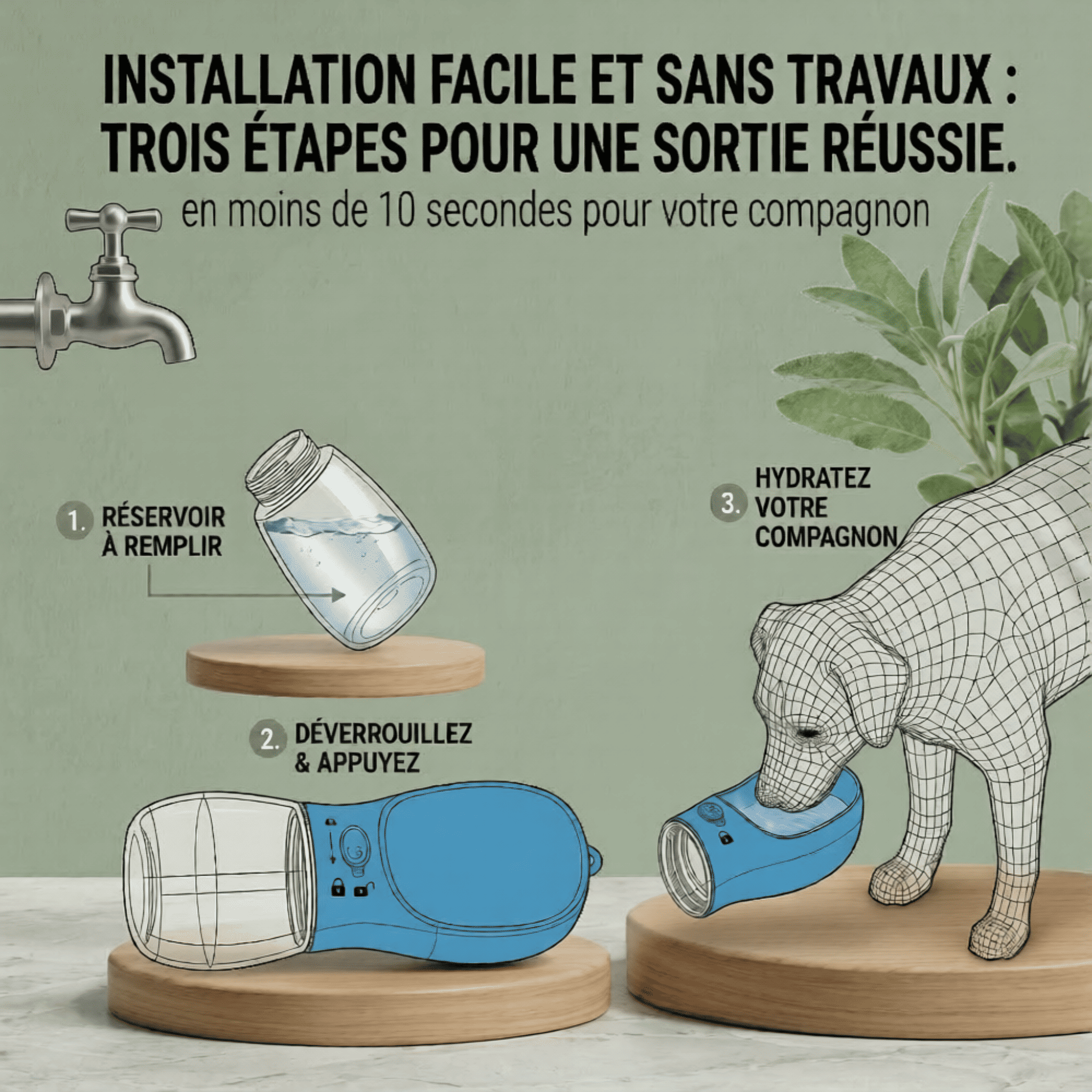 Gourde de Voyage Anti-Fuite pour Chien