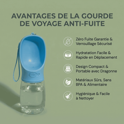 Gourde de Voyage Anti-Fuite pour Chien
