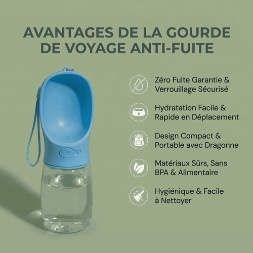 Gourde de Voyage Anti-Fuite pour Chien