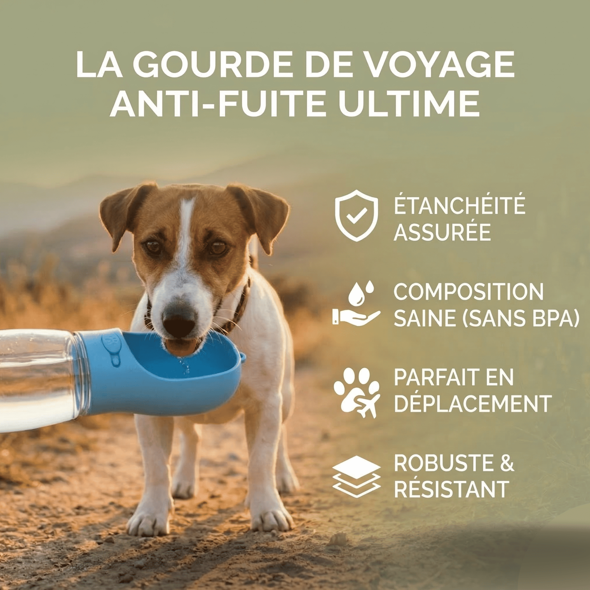 Gourde de Voyage Anti-Fuite pour Chien