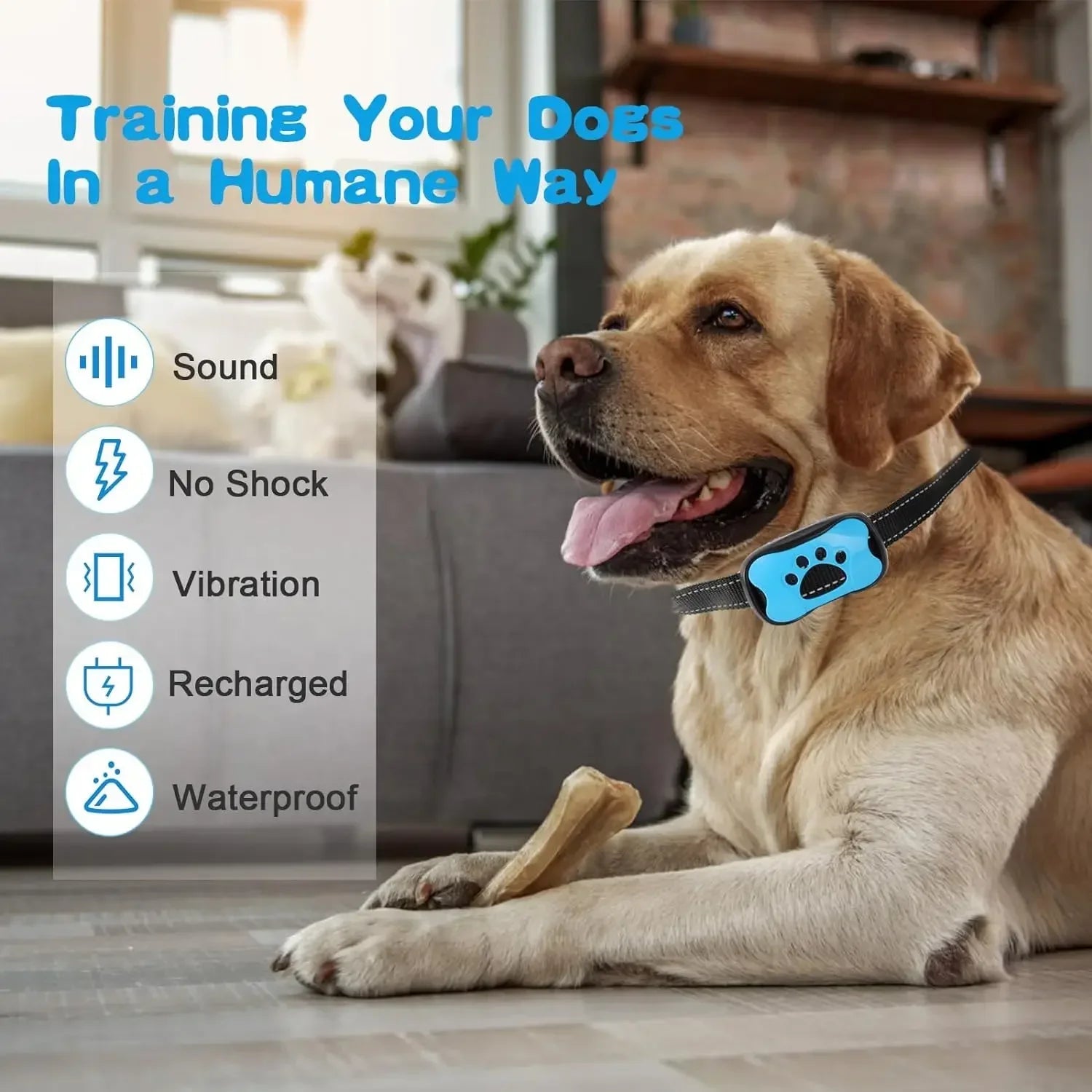 Pet Dog Anti Barking Device USB Rechargeable Dogs Training Collar Ultrasonic Stop Barking Vibration Anti Bark Collar - Petoupet 2